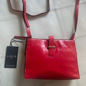 Lodis Cherry Red Leather Crossbody Bag